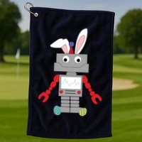 Easter Bunny Robot Golf Towel