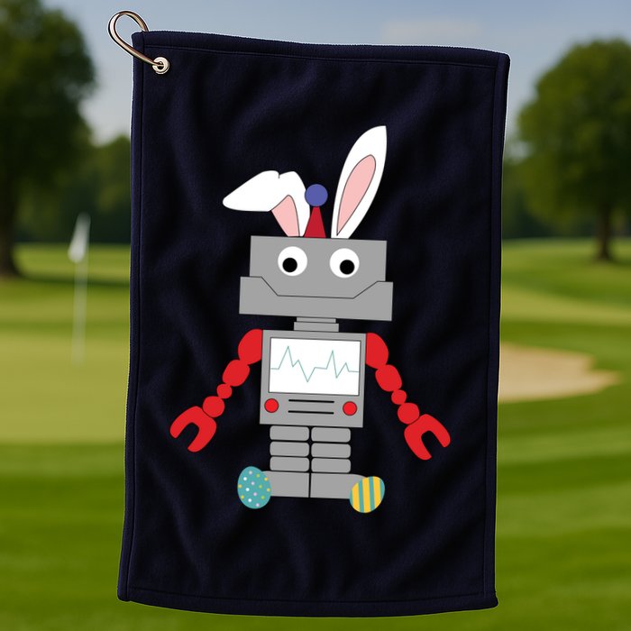 Easter Bunny Robot Golf Towel