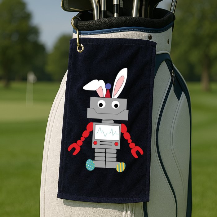 Easter Bunny Robot Golf Towel