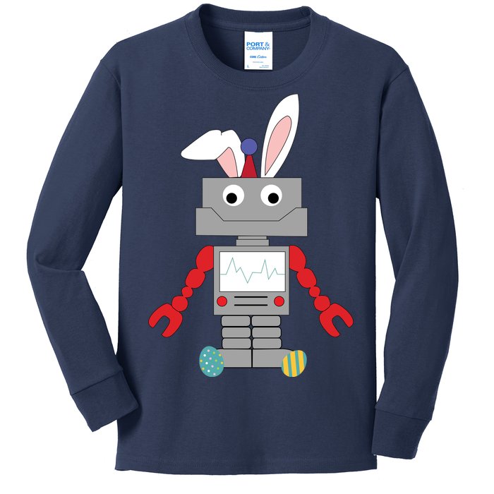 Easter Bunny Robot Kids Long Sleeve Shirt