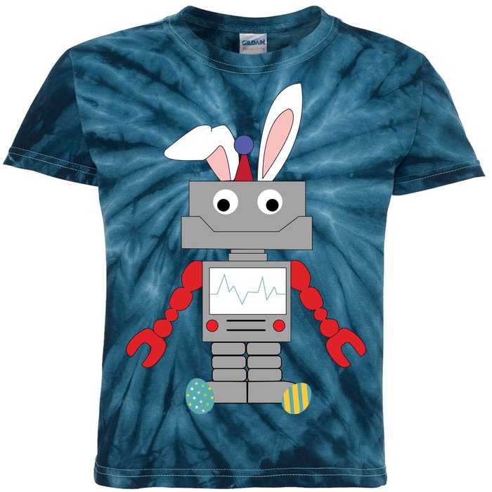 Easter Bunny Robot Kids Tie-Dye T-Shirt