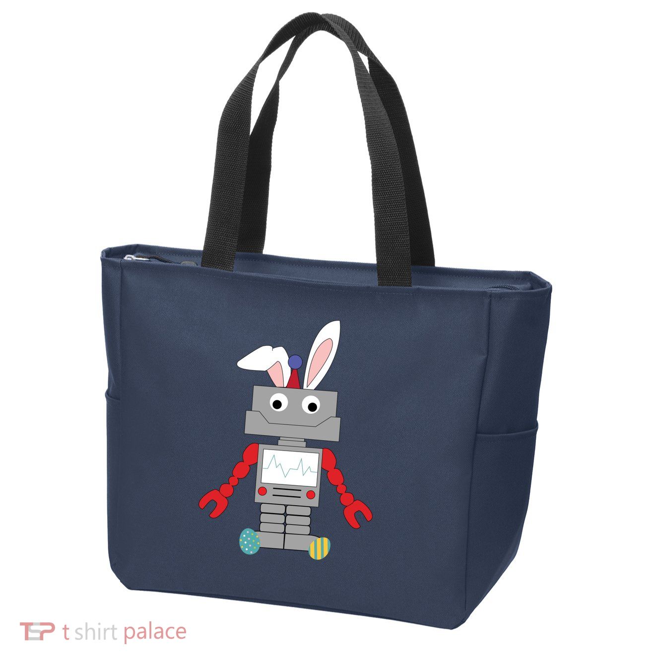 Easter Bunny Robot Zip Tote Bag