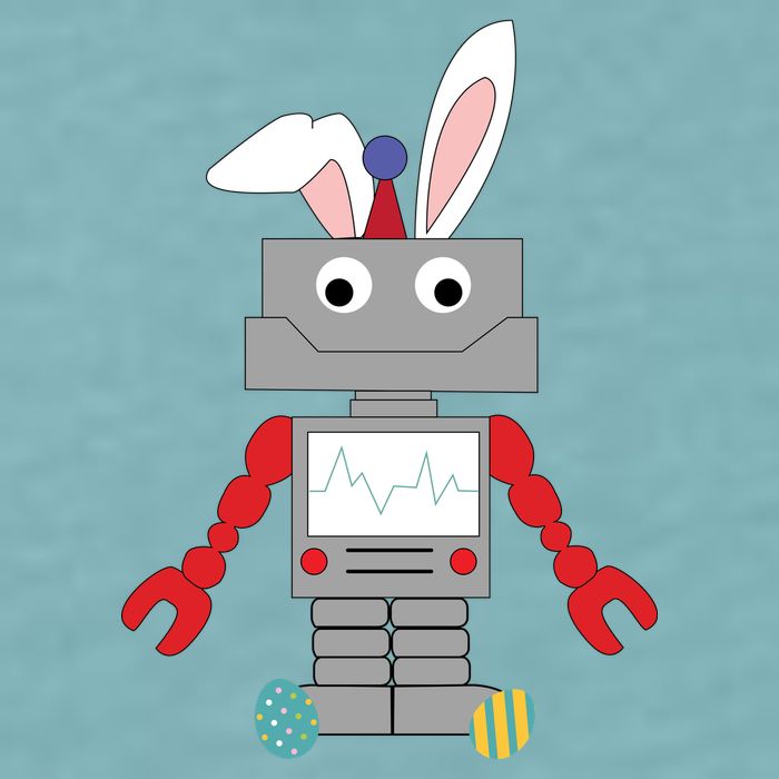 Easter Bunny Robot Sueded Cloud Jersey T-Shirt
