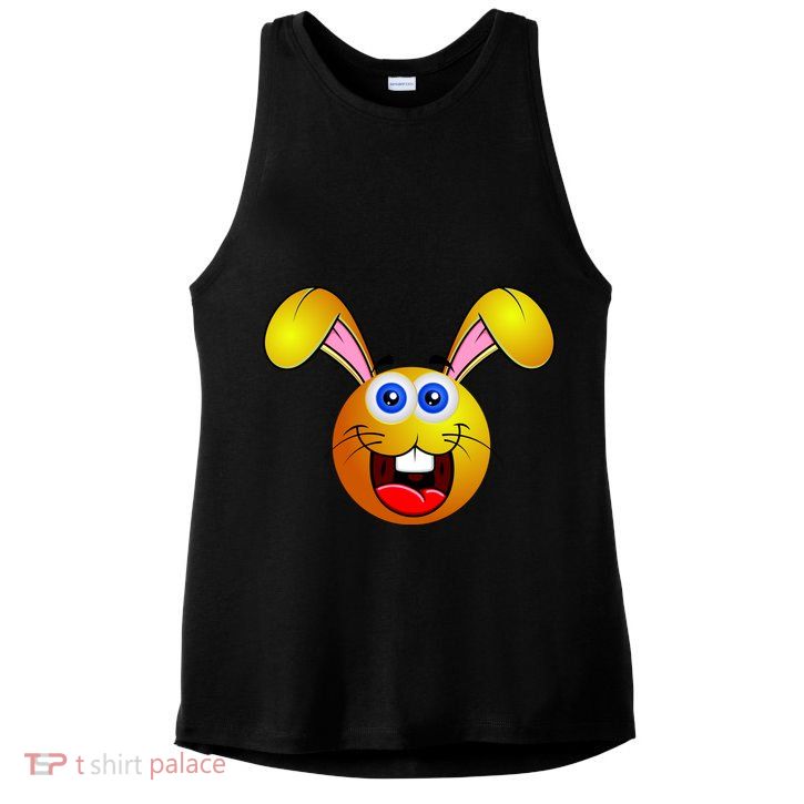Easter Bunny Simley Emoji Ladies PosiCharge Tri-Blend Wicking Tank