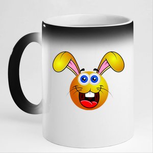 Easter Bunny Simley Emoji 11oz Black Color Changing Mug