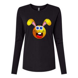 Easter Bunny Simley Emoji Womens Cotton Relaxed Long Sleeve T-Shirt