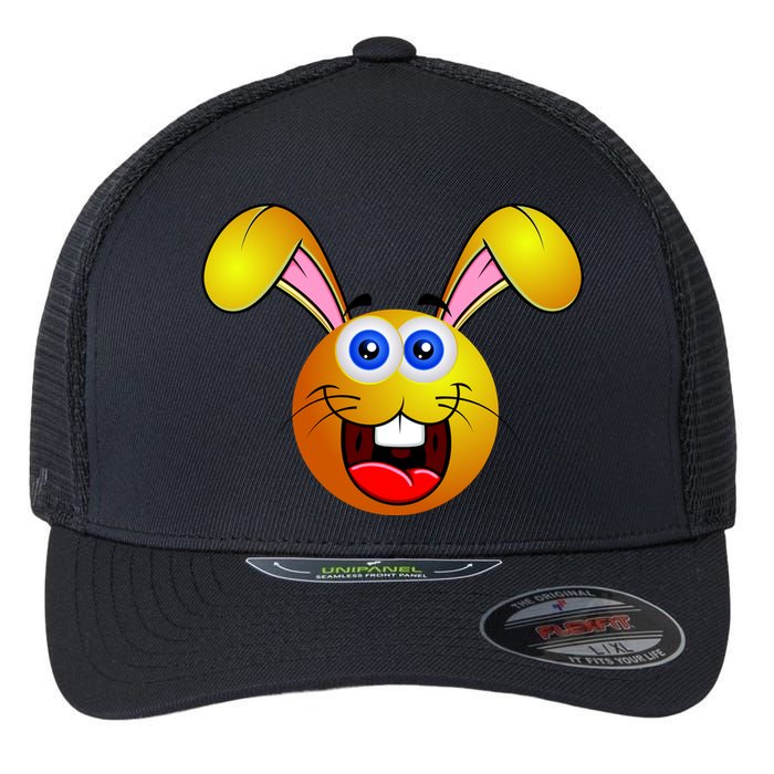 Easter Bunny Simley Emoji Flexfit Unipanel Trucker Cap