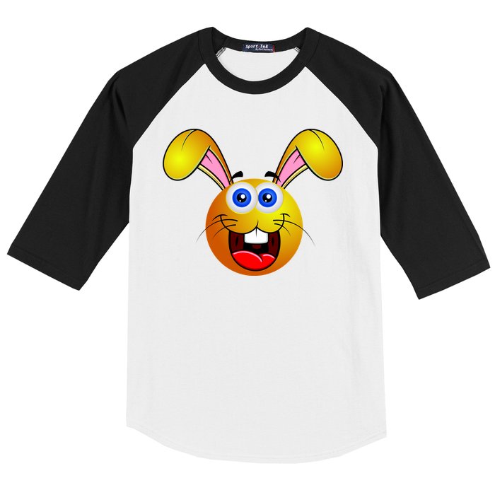Easter Bunny Simley Emoji Baseball Sleeve Shirt
