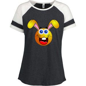 Easter Bunny Simley Emoji Enza Ladies Jersey Colorblock Tee