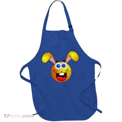 Easter Bunny Simley Emoji Full-Length Apron With Pockets