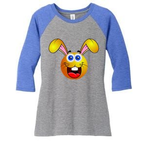 Easter Bunny Simley Emoji Women's Tri-Blend 3/4-Sleeve Raglan Shirt