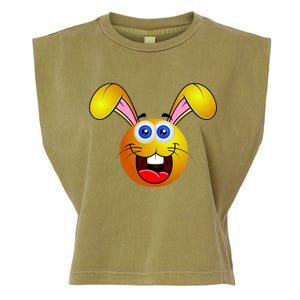 Easter Bunny Simley Emoji Garment-Dyed Women's Muscle Tee