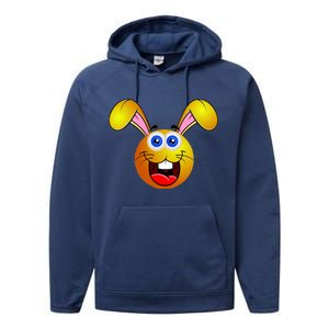 Easter Bunny Simley Emoji Performance Fleece Hoodie