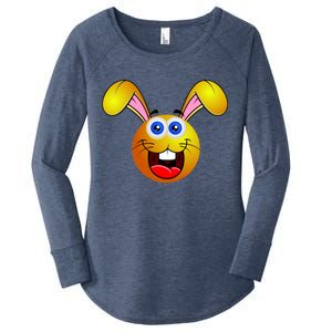 Easter Bunny Simley Emoji Women's Perfect Tri Tunic Long Sleeve Shirt