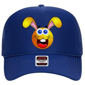 Easter Bunny Simley Emoji High Crown Mesh Back Trucker Hat