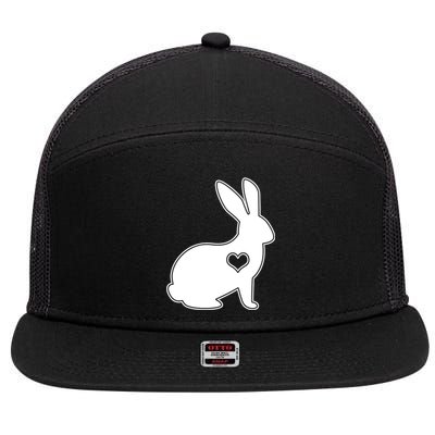 Easter Bunny Simple Love Heart 7 Panel Mesh Trucker Snapback Hat