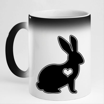 Easter Bunny Simple Love Heart 11oz Black Color Changing Mug