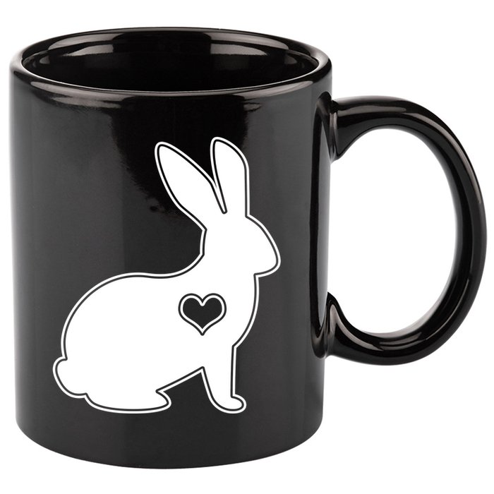 Easter Bunny Simple Love Heart 11oz C Handle Ceramic Mug