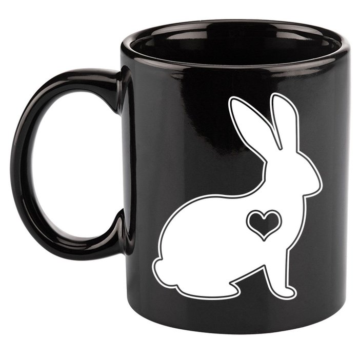 Easter Bunny Simple Love Heart 11oz C Handle Ceramic Mug