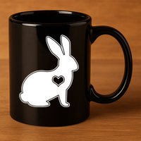 Easter Bunny Simple Love Heart 11oz C Handle Ceramic Mug