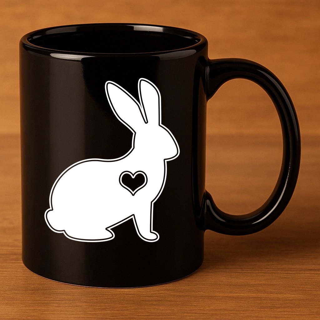 Easter Bunny Simple Love Heart 11oz C Handle Ceramic Mug