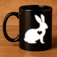 Easter Bunny Simple Love Heart 11oz C Handle Ceramic Mug