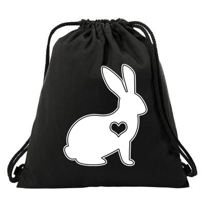 Easter Bunny Simple Love Heart Drawstring Bag