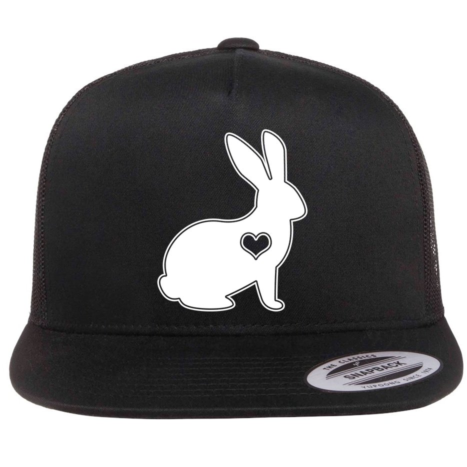 Easter Bunny Simple Love Heart Flat Bill Trucker Hat