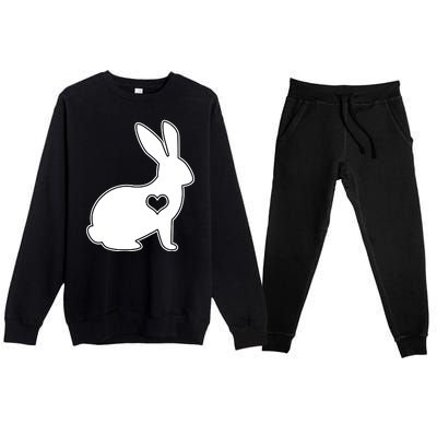 Easter Bunny Simple Love Heart Premium Crewneck Sweatsuit Set