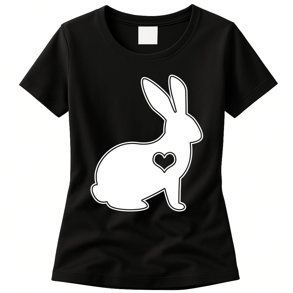Easter Bunny Simple Love Heart Womens T-Shirt