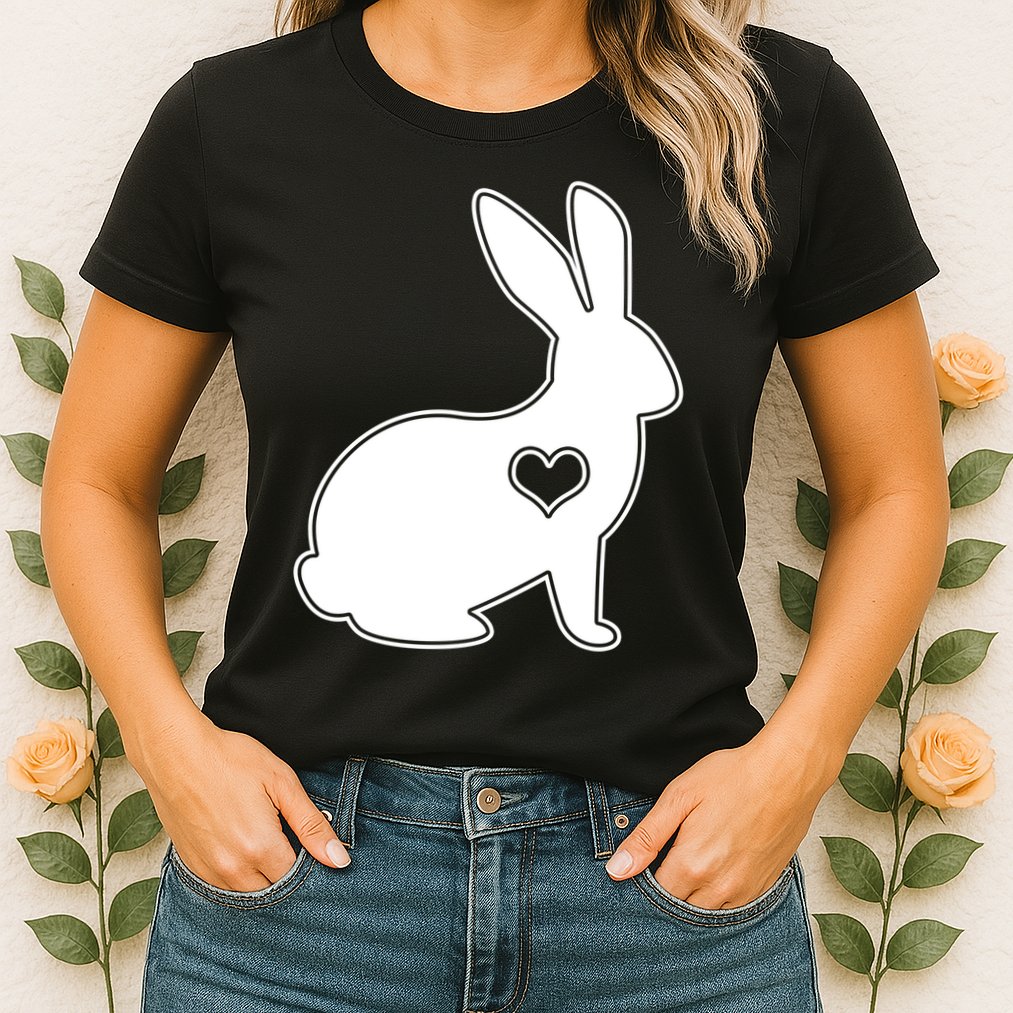 Easter Bunny Simple Love Heart Womens T-Shirt