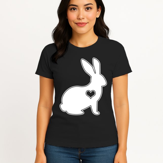 Easter Bunny Simple Love Heart Womens T-Shirt
