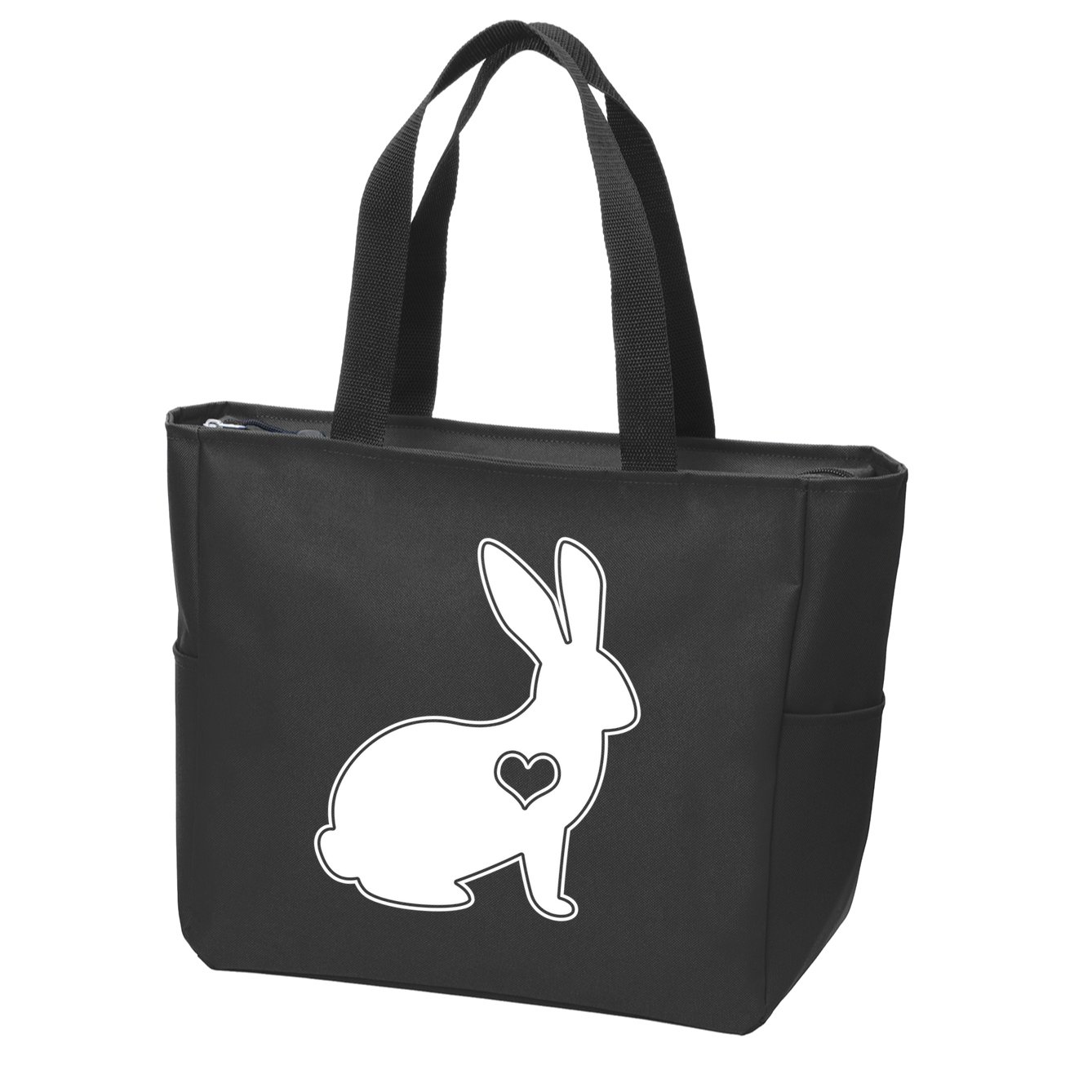 Easter Bunny Simple Love Heart Zip Tote Bag