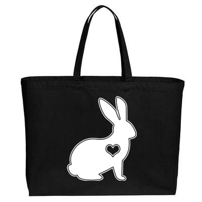 Easter Bunny Simple Love Heart Cotton Canvas Jumbo Tote