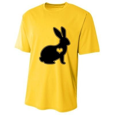 Easter Bunny Simple Love Heart Youth Performance Sprint T-Shirt