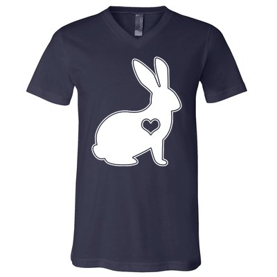 Easter Bunny Simple Love Heart V-Neck T-Shirt