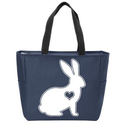 Easter Bunny Simple Love Heart Zip Tote Bag