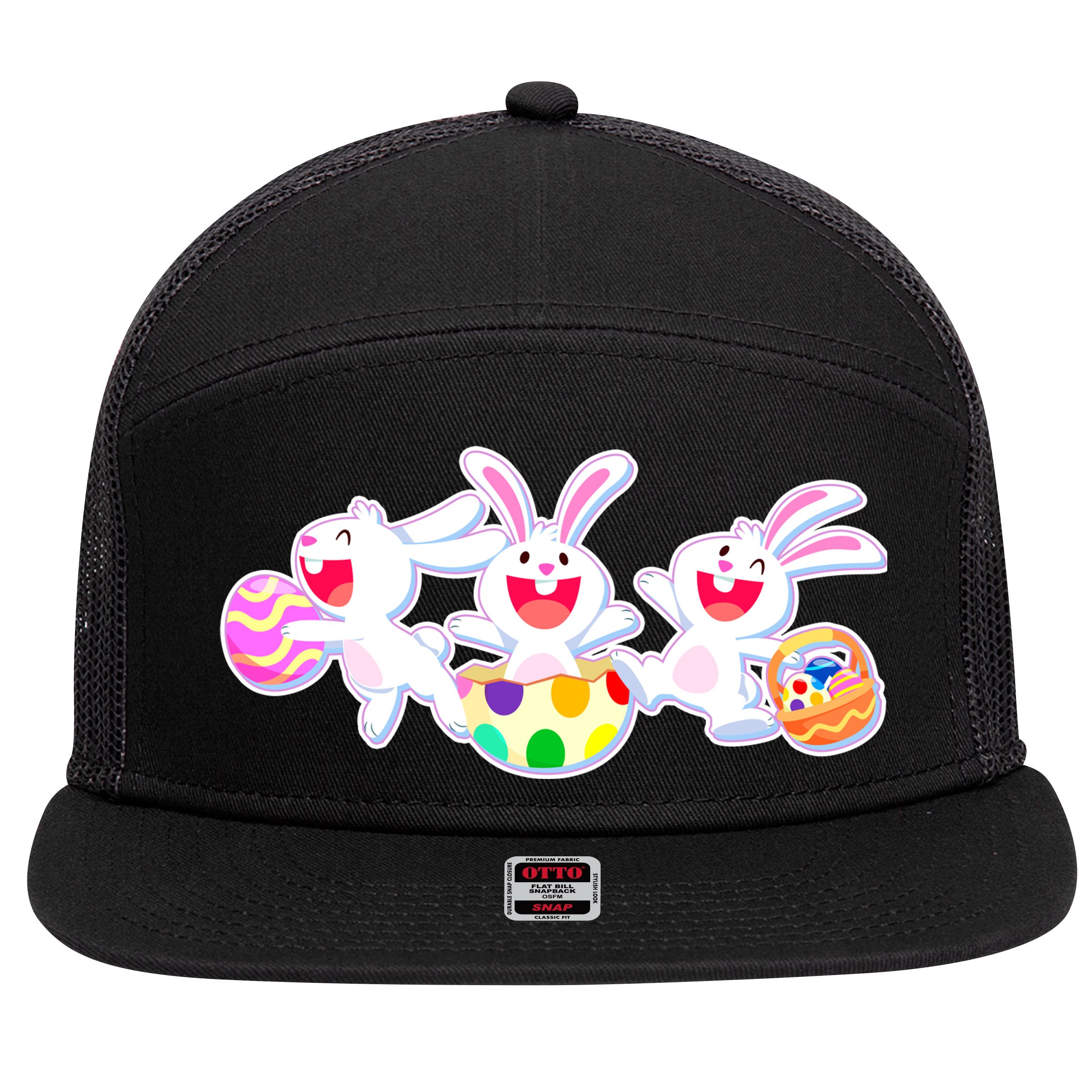Easter Egg Bunnies 7 Panel Mesh Trucker Snapback Hat