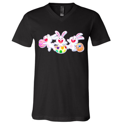 Easter Egg Bunnies V-Neck T-Shirt