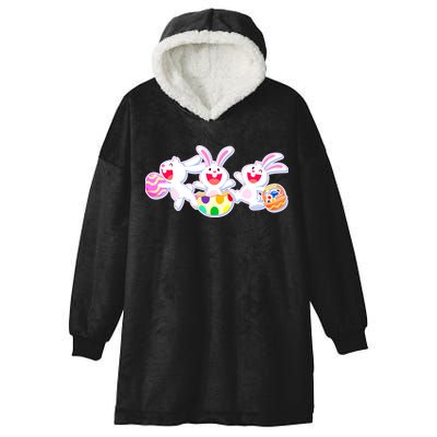 Easter Egg Bunnies Hooded Wearable Blanket