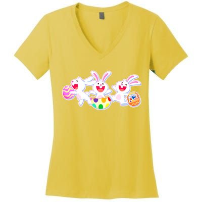 Easter Egg Bunnies Women's V-Neck T-Shirt