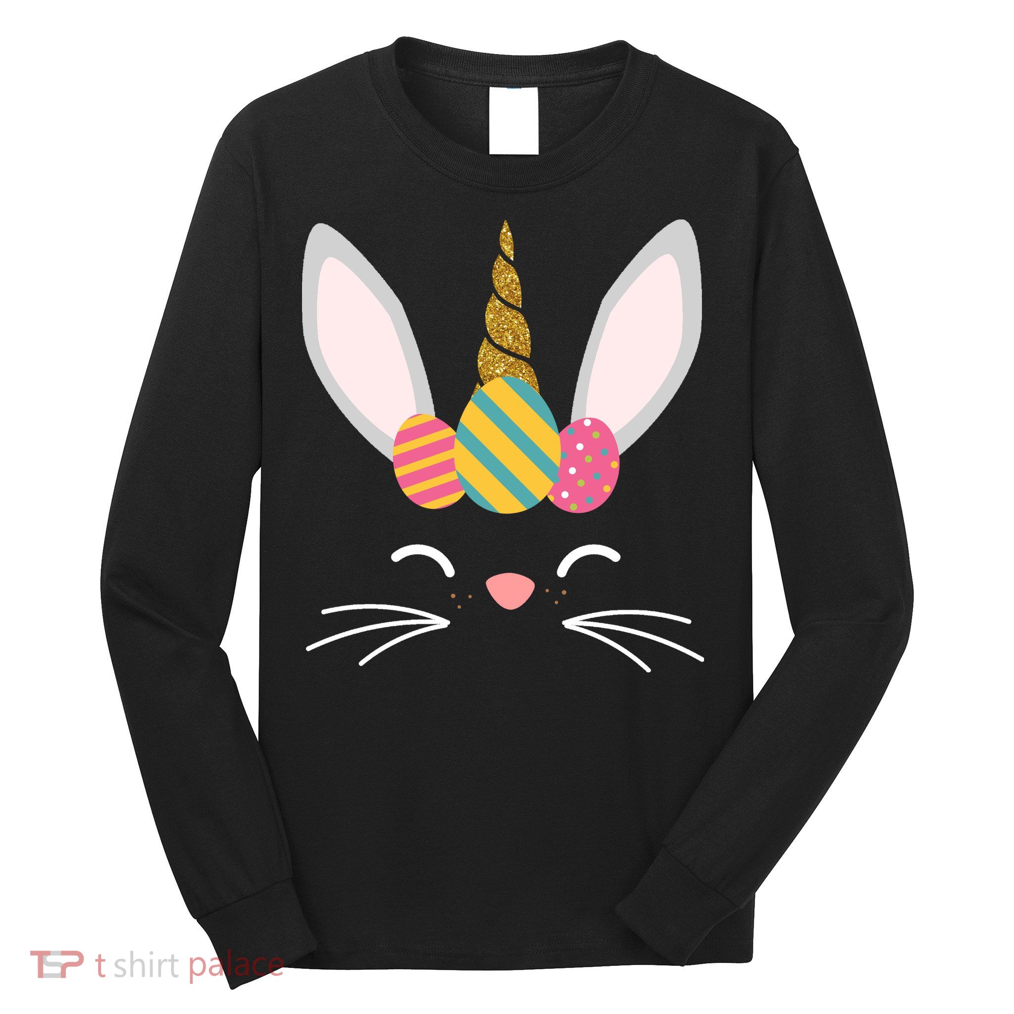 Easter Egg Bunny Unicorn Long Sleeve Shirt