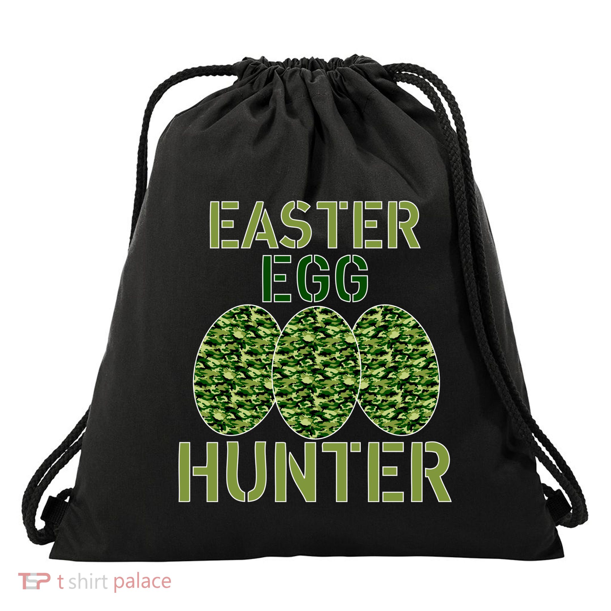 Easter Egg Hunter Camo Eggs Funny Egg Hunt Drawstring Bag