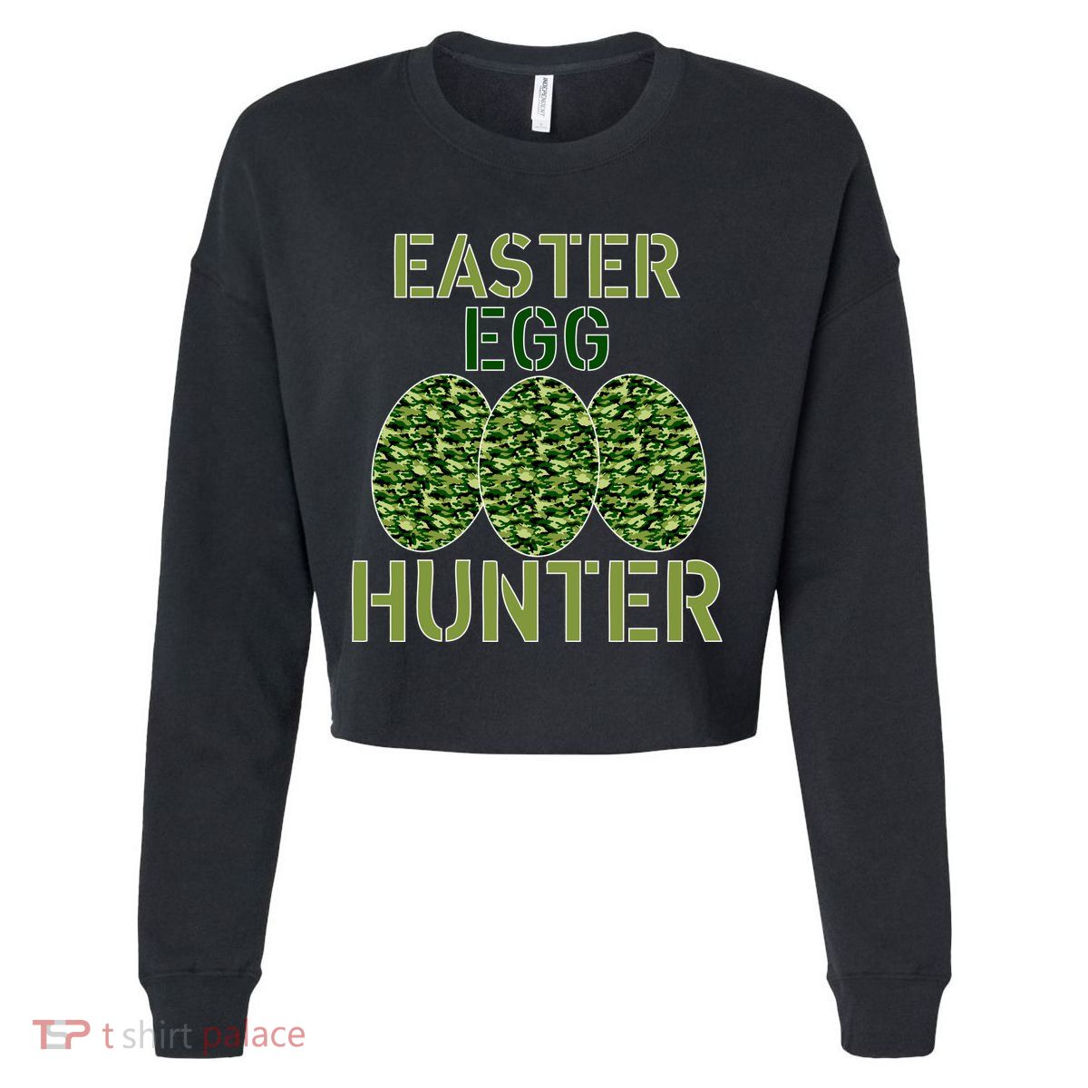 Easter Egg Hunter Camo Eggs Funny Egg Hunt Cropped Pullover Crew