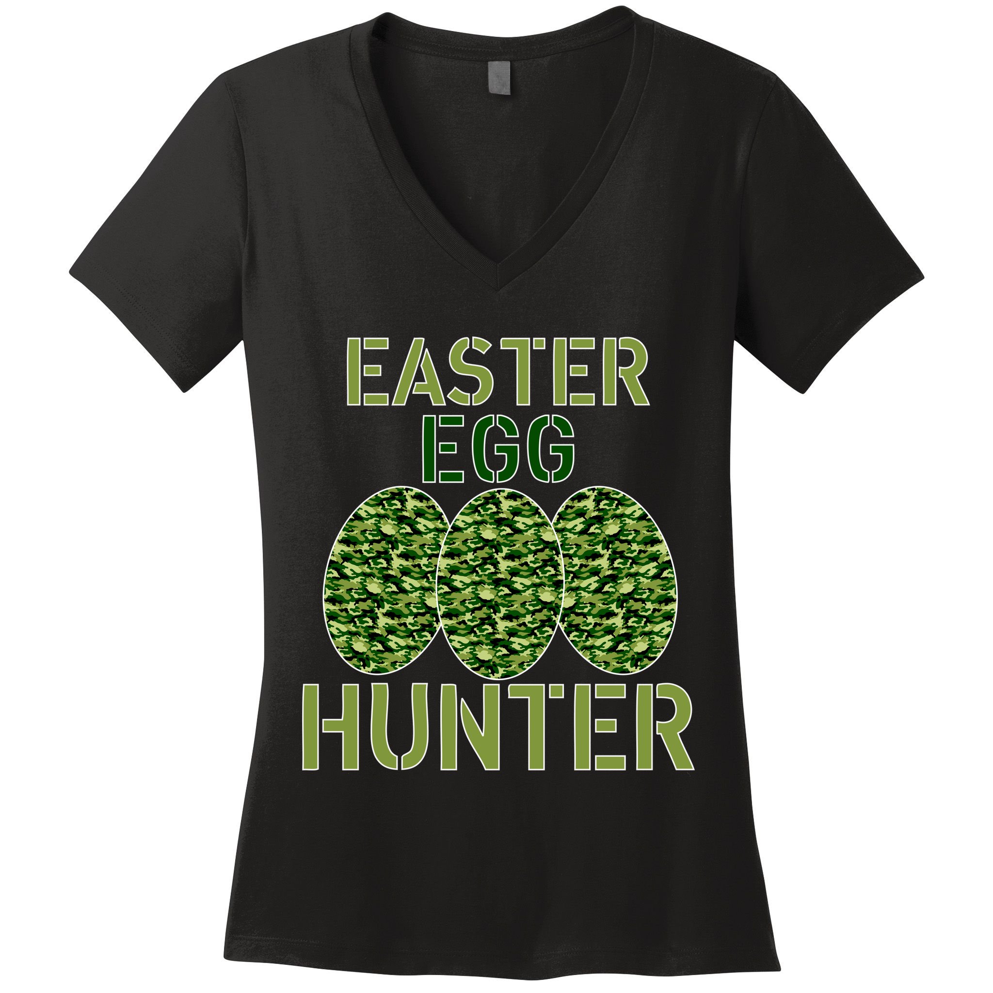 Easter Egg Hunter Camo Eggs Funny Egg Hunt Women's V-Neck T-Shirt