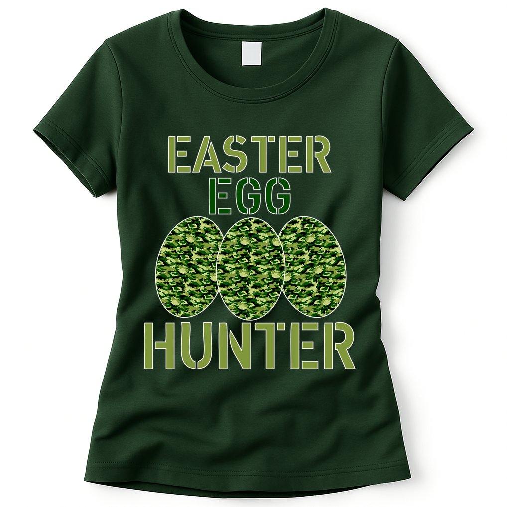 Easter Egg Hunter Camo Eggs Funny Egg Hunt Womens T-Shirt