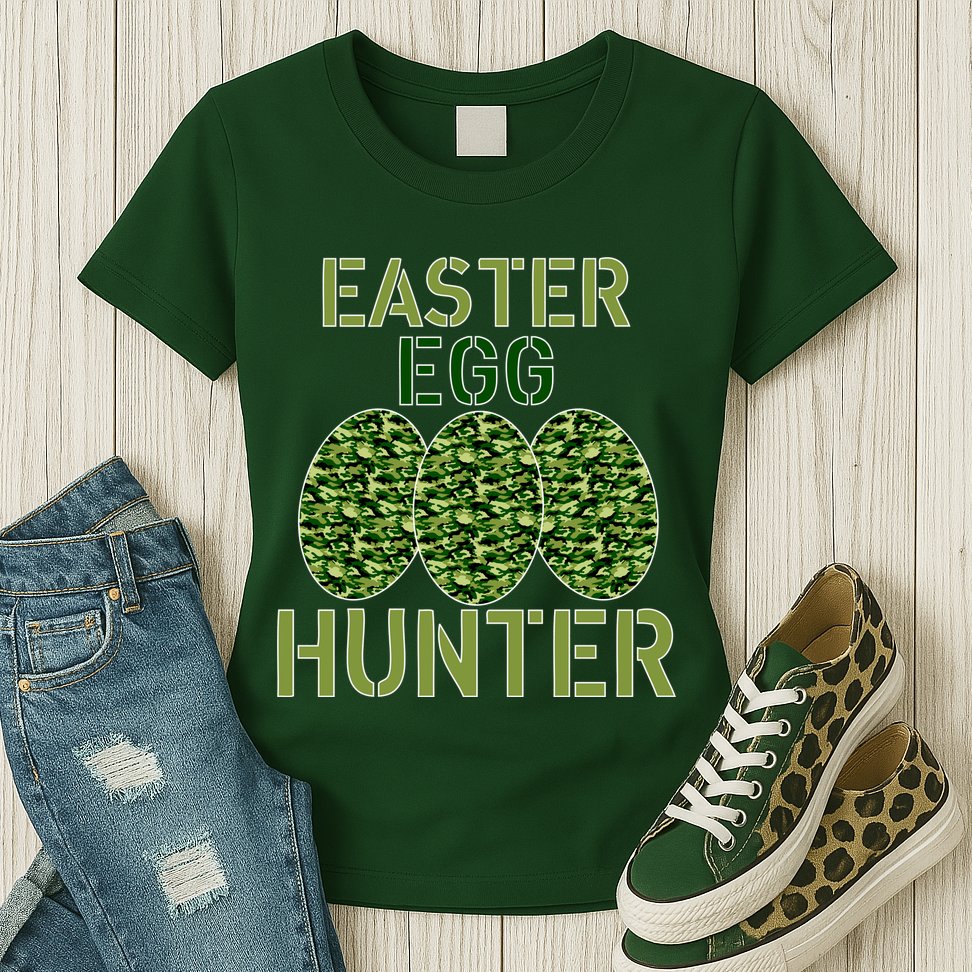 Easter Egg Hunter Camo Eggs Funny Egg Hunt Womens T-Shirt