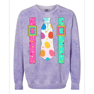 Easter Egg Tie & Suspenders Colorblast Crewneck Sweatshirt