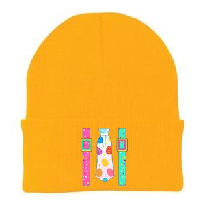 Easter Egg Tie & Suspenders Knit Cap Winter Beanie