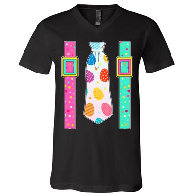 Easter Egg Tie & Suspenders V-Neck T-Shirt